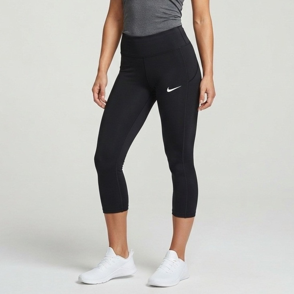 Nike Dri-FIT Womens Black Cropped Running Leggings Small Activewear Tights